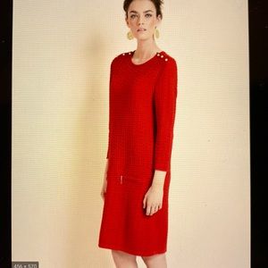 Joan Vass Sand-Stitched Zip-Pocket Shift Dress,Plus Size 16